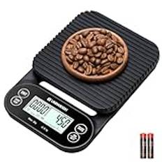 UNIWEIGH Kaffevåg med Timer 3kg/0.1g,Espressovåg med hög noggrannhet och Timer/Auto off/Tare Funktion,Digital Kaffevåg för Pour Over Droppkaffe,Med LCD Display (Batterier Ingår)