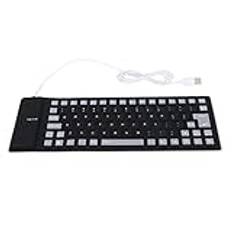 Portable Soft Silicone Keyboard, Foldable Flexible Keyboard, Roll Up Silent Soft Keyboard for PC Notebook Laptop (Black)