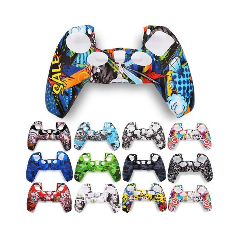 (Matches the image) Soft Silicone Protective Cover for Sony PlayStation 5 PS5 Controller Multicolor Style Controller Silicone Case