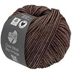 Lana Grossa Cool Wool Big VINTAGE 50 g tonfärgad merinoull i vintageutseende 120 m, färg: 7184 – mörkbrun