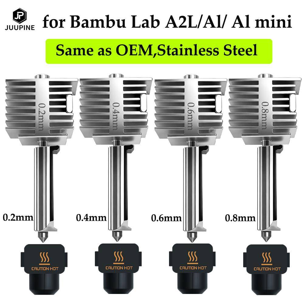 Hotend-kit för Bambu Lab A2L A1 A1 Mini, Integrerat rostfritt stål Högprecision A1-munstycke Samma som original Kvalitetssäkring