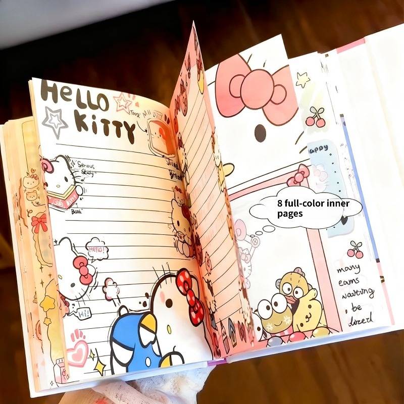 Hello Kitty Colorful Notebook | Magnetic Hardcover With Drawstring Closure, , High Aesthetic V, Adorable Cartoon Theme Journal, , Multiple Colors , Suitable For Study And Office Use, Daily Planner