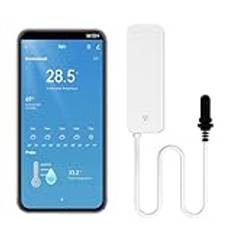 Smart termometer, hygrometer, WiFi-temperatursensor med extern sond, väderfunktionstermometer, fuktmätare för frys, akvarium, applarm, fjärrmonitor, arbeta med Alexa.1 st