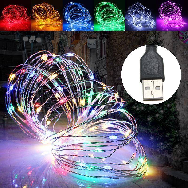 5M 10M LED USB Koppartråd Snöre Fairy Lights Jul Bröllop Mini LED Lampor Led Strap Light