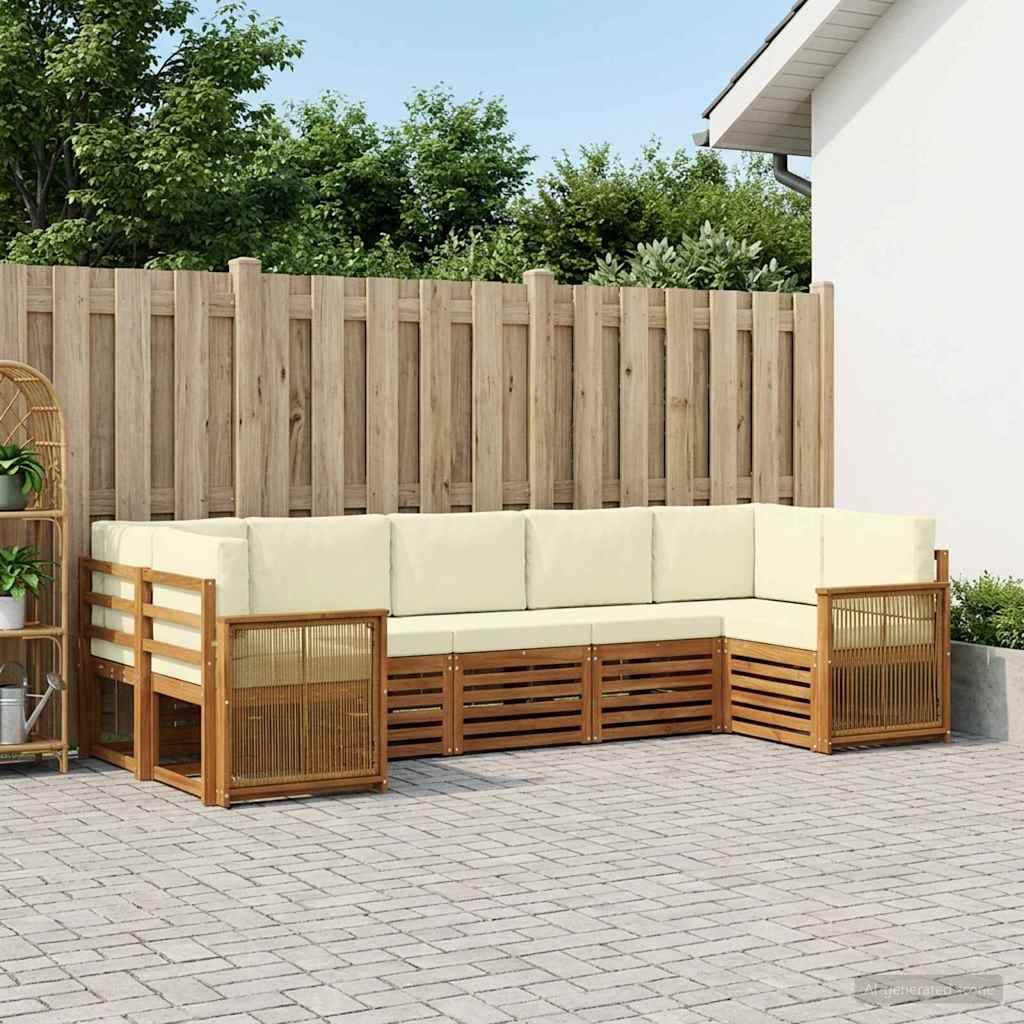 vidaXL Sektionalsofa sæt med pude 6 pcs Naturlig og Fløde