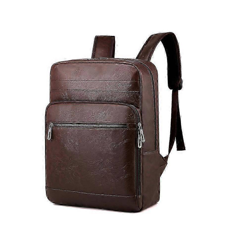 (29x13x43cm, Brown) Multifunctional Backpack For Men High-quality PU Leather Laptop Backbag Luxury Waterproof Portable Travel Bag For Male