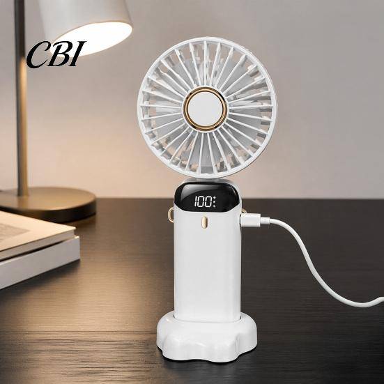 Batteridriven fläkt Vikbar handhållen fläkt, Uppladdningsbar USB Mini skrivbordsfläkt med 5 hastigheter, Justerbar hastighet LED-display, Bärbar perso