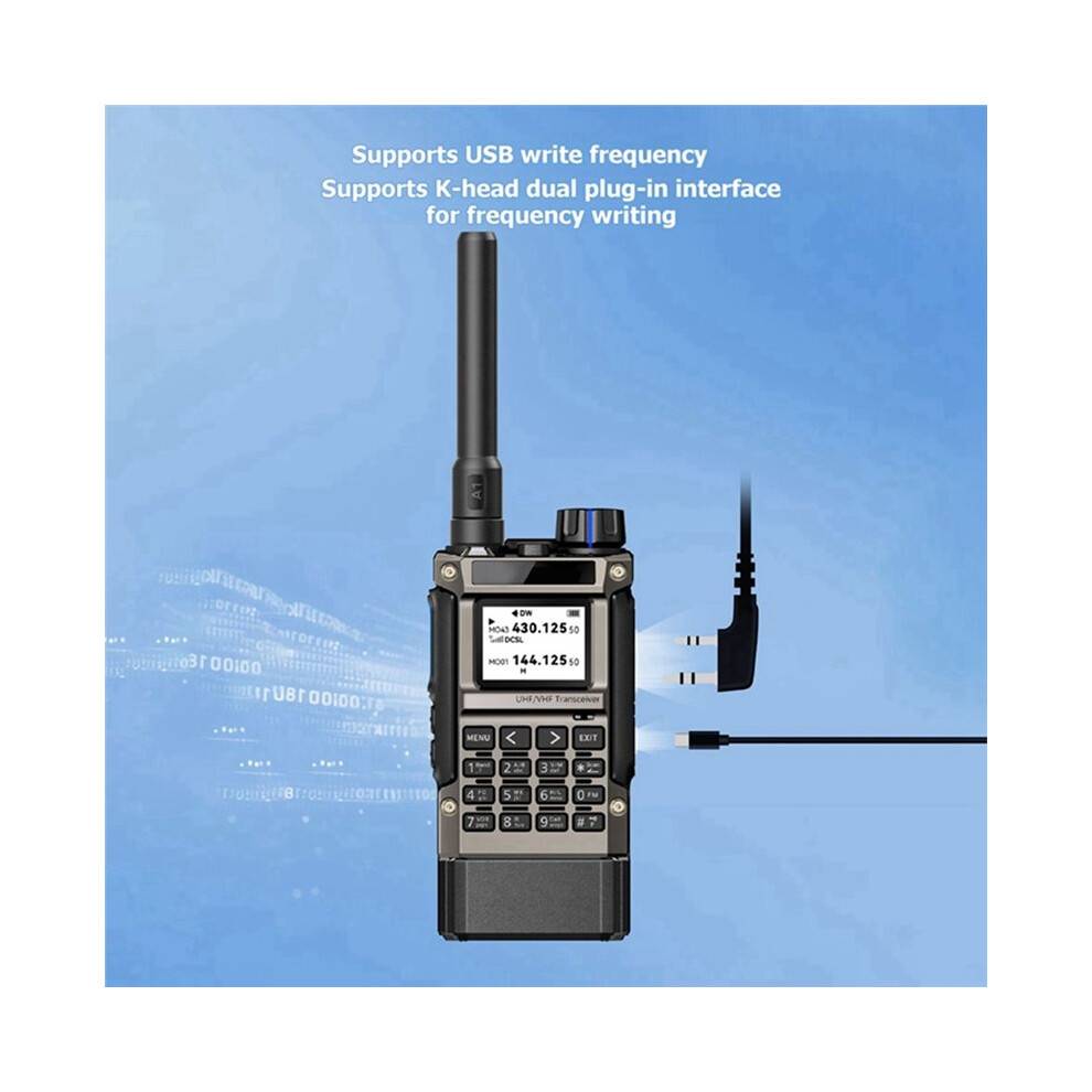 UV-K1(8) Air Band Walkie Talkie 50-600MHz Full Band Receiver UHF VHF Ham Radio Wireless Frequency Copy Type-C Charging