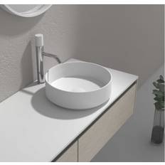 Bathlife Geist fritstående håndvask hvid Solid surface med bundventil Ø380 mm