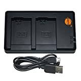 DSTE BC-QM1 BC-TRW batteri USB dubbel snabbladdare kompatibel med Sony NP-FW50, Alpha 7, a7, 7R, a7R, 7RII, a3000, a6000, a6400, a6500,