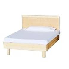Miniatyr dockhus säng, trä docksäng möbel | Rumsinredning Tiny Bed | Miniatyrsäng i trä 1/12 skala, låtsaslek docksängkläder, dockhusmöbler med madrass och kudde