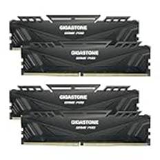 【DDR4 RAM】GIGASTONE Game PRO 64GB Kit (4x16GB) DDR4 3200MHz PC4-25600 CL 16-18-18-40 Intel XMP 2.0 AMD Ryzen 1,35V UDIMM 288 Pin obuffrad icke-ECC högpresterande spelskrivbordsminne - svart