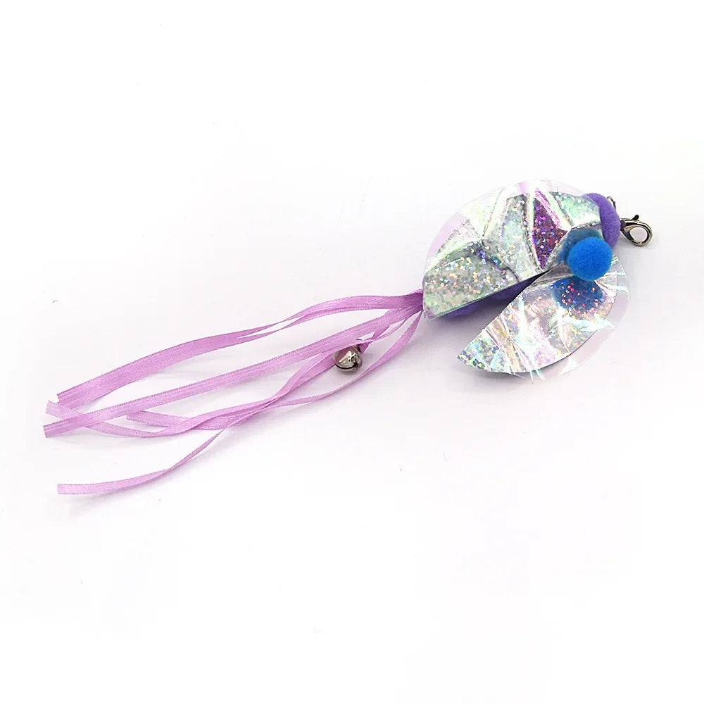 Feather Wand Cat Toy with Bell & Worm String - Interactive Teaser Set - 5