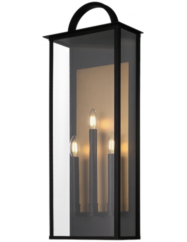 MALIBU Udendørs væglampe i aluminium og glas H76,3 cm 3 x E14 - Sort/Messing/Klar