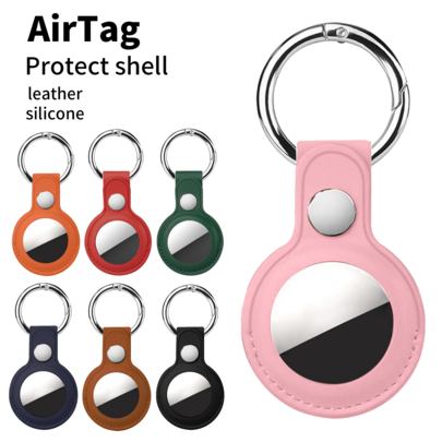 1 st Airtag-hållare kompatibel med Apple Air Tag-nyckelring, Airtag-fodral i PU-läder, Air Tagsmate för bagage, levereras med ring, metallnyckelring m - Multifärgad (marinblå,svart,rosa,röd,orange färg,brun,mörkgrön)