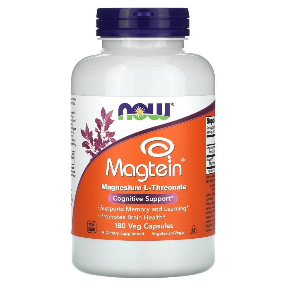 NOW Foods, Magtein, 180 Vegansk Capsul