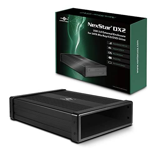 Vantec NexStar DX2 USB 3.0 extern kapslingsdesign för 5,25 tum Blu-Ray/CD/DVD SATA-enhet, andra generationen DX, inga drivrutiner behövs, aluminiumlegering (NST-540S3-BK)