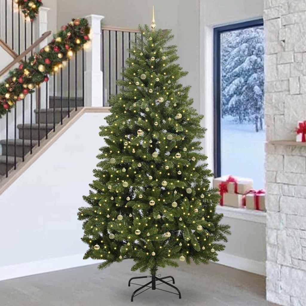 vidaXL Konstgjord julgran 270 cm 300 LED-lampor Varmvit PVC och stål