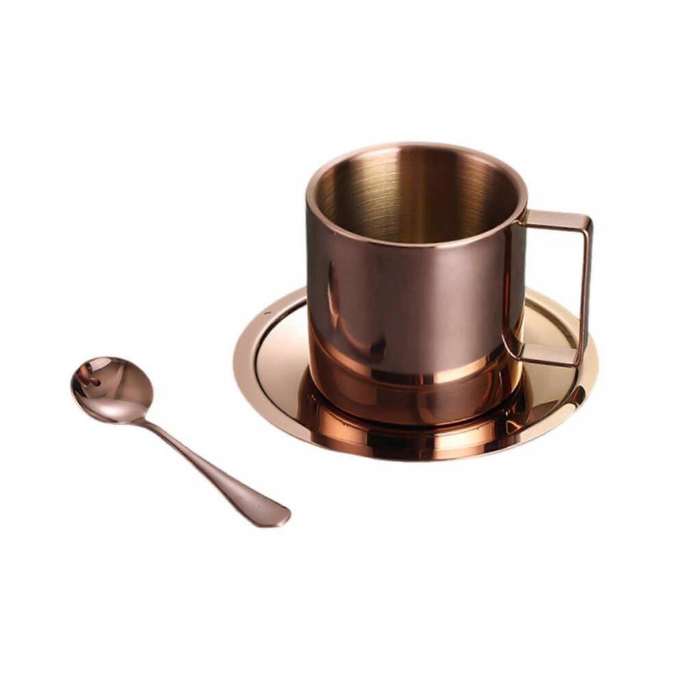 (280ml, B Rose Gold 3pcs) Stainless Steel Coffee Mug Set Advanced Double-Wall Vacuum Insulation Ideal for Daily Use