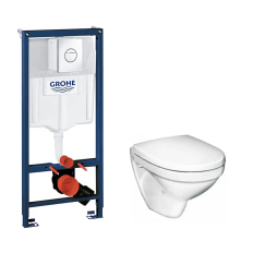 Toiletpakke m/Grohe cisterne, Gustavsberg Nautic toilet m/sæde og krom trykknap