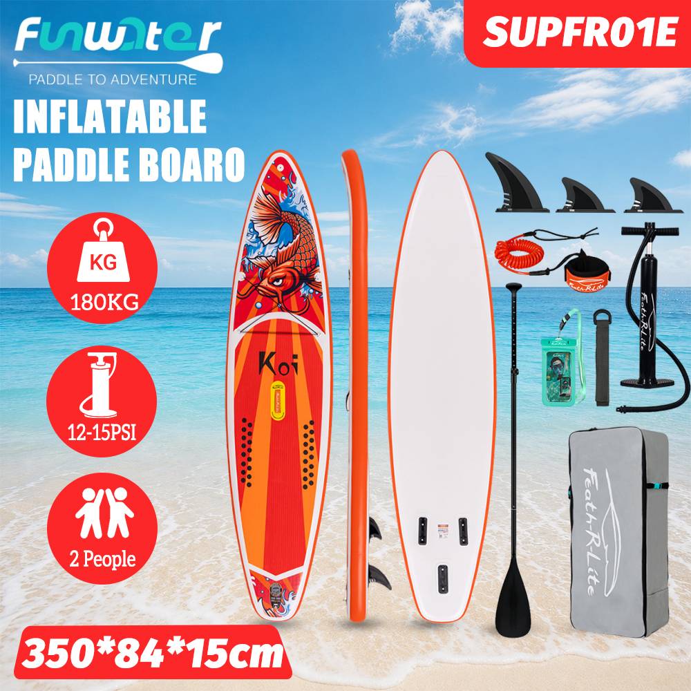 Funwater Inflatable Paddle Board Stand Up Paddle Board Super Large Anti-Slip Surfboard Comes With A Complete Set Of Accessories For Water Yoga, Fitness, Fishing And Family Travel, Suitable For Lakes