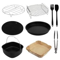 Atliberswo 9 stycken varmluftsfritös tillbehör för COSORI Turboblaze 5,5 L/6,2 L/6,4 l, 22 cm airfryer tillbehör för Philips Airfryer XXL 7,2 L, 8,3 L, för 6,5 L, Cecotec 6 L, klamer 8,5 l