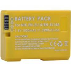 Gult batteri en -el14 en-el14a för nikon en el14 el14a, dslr d5300 d5600 d3300 d5200 d3200 d5100 d5500 coolpix p7000 p7100 - 1x batterier