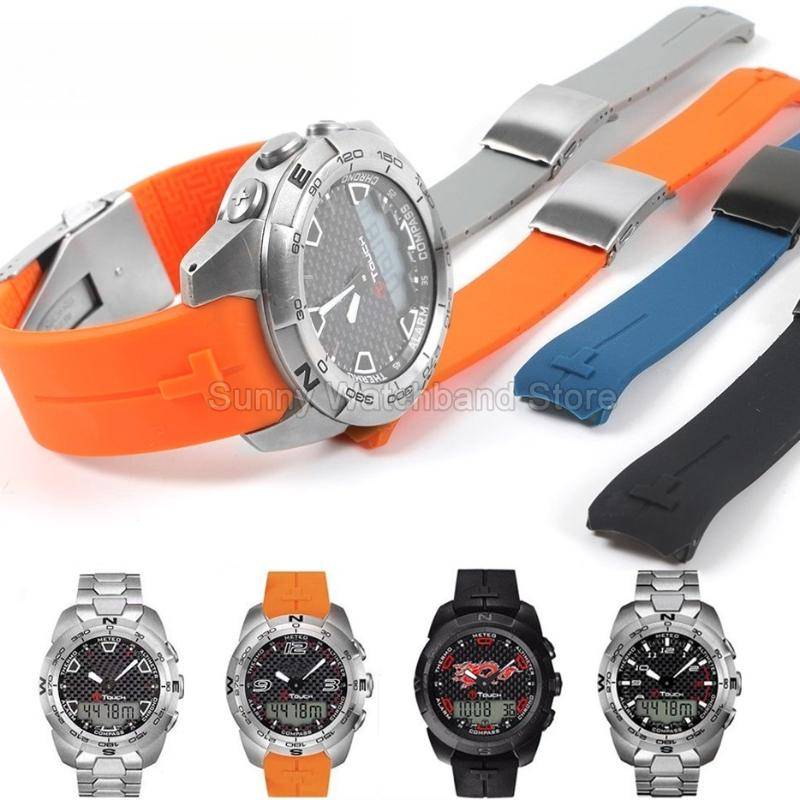Vattentätt Slitstarkt Silikon Klockarmband för Tissot 1853 T-Touch Serien T013 T081 T091 Klocktillbehör 20 21mm Svart Blå