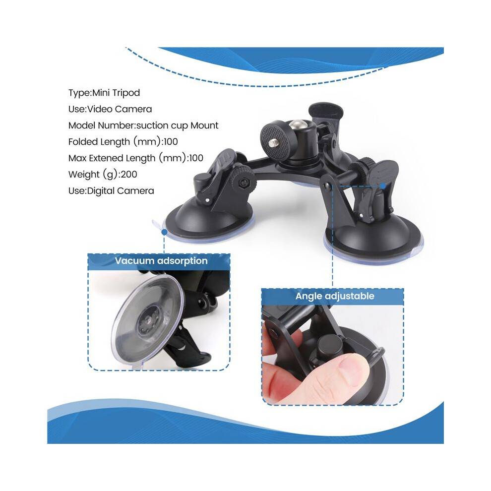 Car Holder Triple Vacuum Suction Cup Mount for Osmo Pocket Camera Stabilizer Accessory with Expansion Adapter
