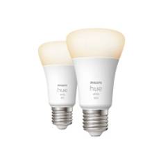 Philips Hue White - LED-lyspære - form: A60 - E27 - 9 W (tilsvarende 60 W) - klasse F - blødt varmt hvidt lys - 2700 K (pakke med 2)