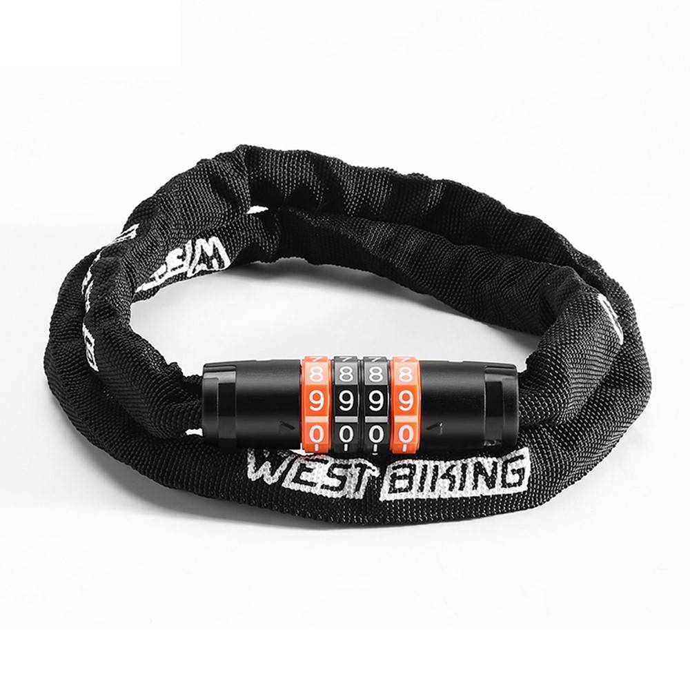 WEST BIKING - Cykellås med kod - 97 cm stålkabel - Svart