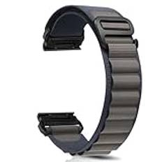 ZoRoll 26 mm QuickFit armband för Garmin Enduro 3/Garmin Fenix 8 51 mm/Fenix 7X/6X GPS/6X PRO, justerbar nylon G-krok ersättningsarmband för Garmin Fenix 5X Plus/Descent mk1 – grå blå