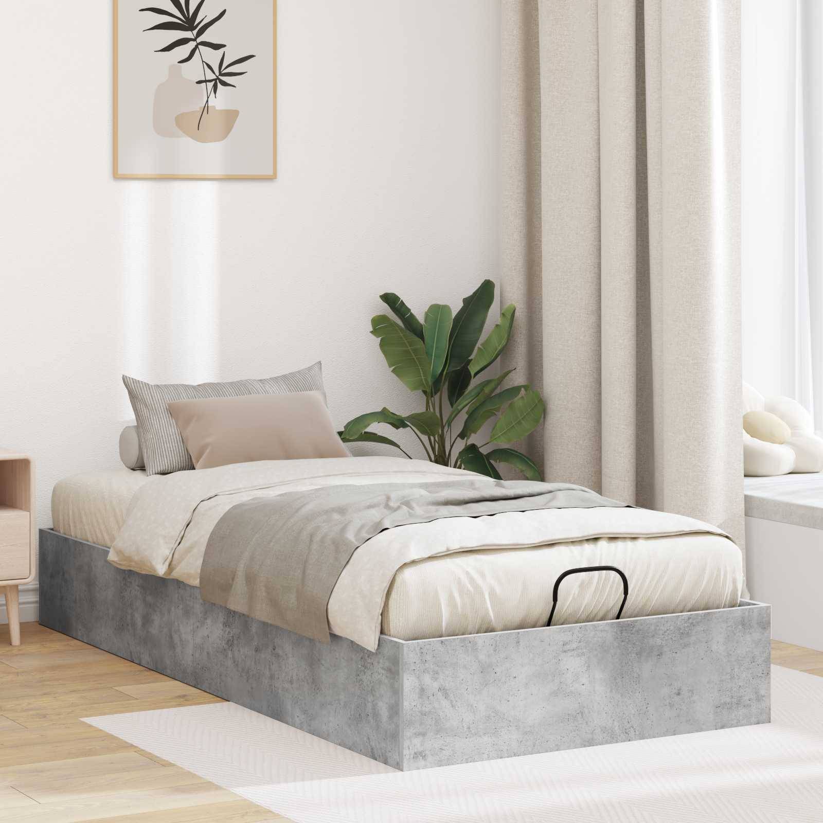 vidaXL Ottoman Sängram BetongGrå 75,5 x 190 cm Konstruerat trä