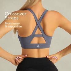 Dam Yoga Sport BH Sommar Stötdämpande Cross-Cross Running Yoga Fitness Väst, Dopamin Workout Sömlös Strappy Back - Bold Plum (L,M,S,XL,XXL)