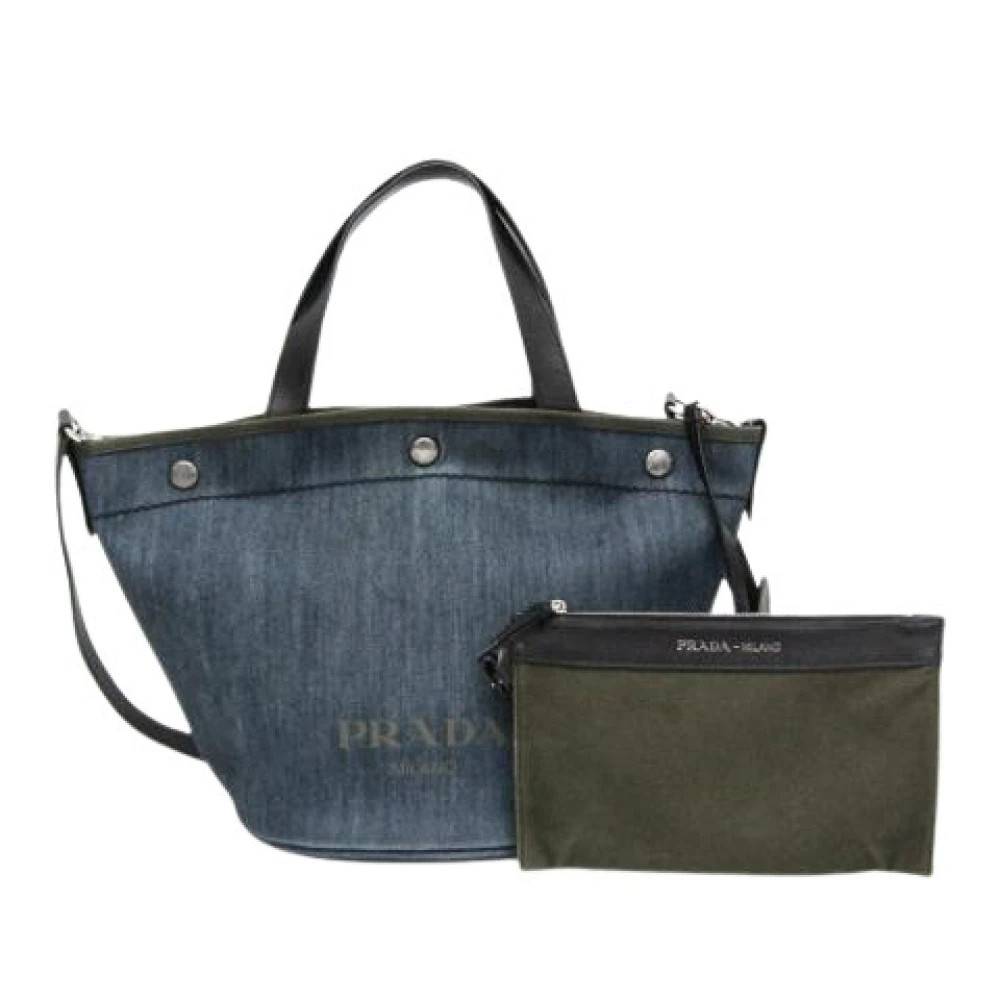Prada Vintage Pre-owned 1Bg244 Skuldertaske - Vintage - Dame - Blå - ONE SIZE - Uld