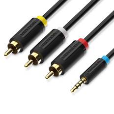 Ventilation 3,5 mm till RCA AV-videokamera videokabel 3,5 mm hane till 3RCA hankontakt Stereo Audio Video AUX-kabel för smartphones hemmabio 2m