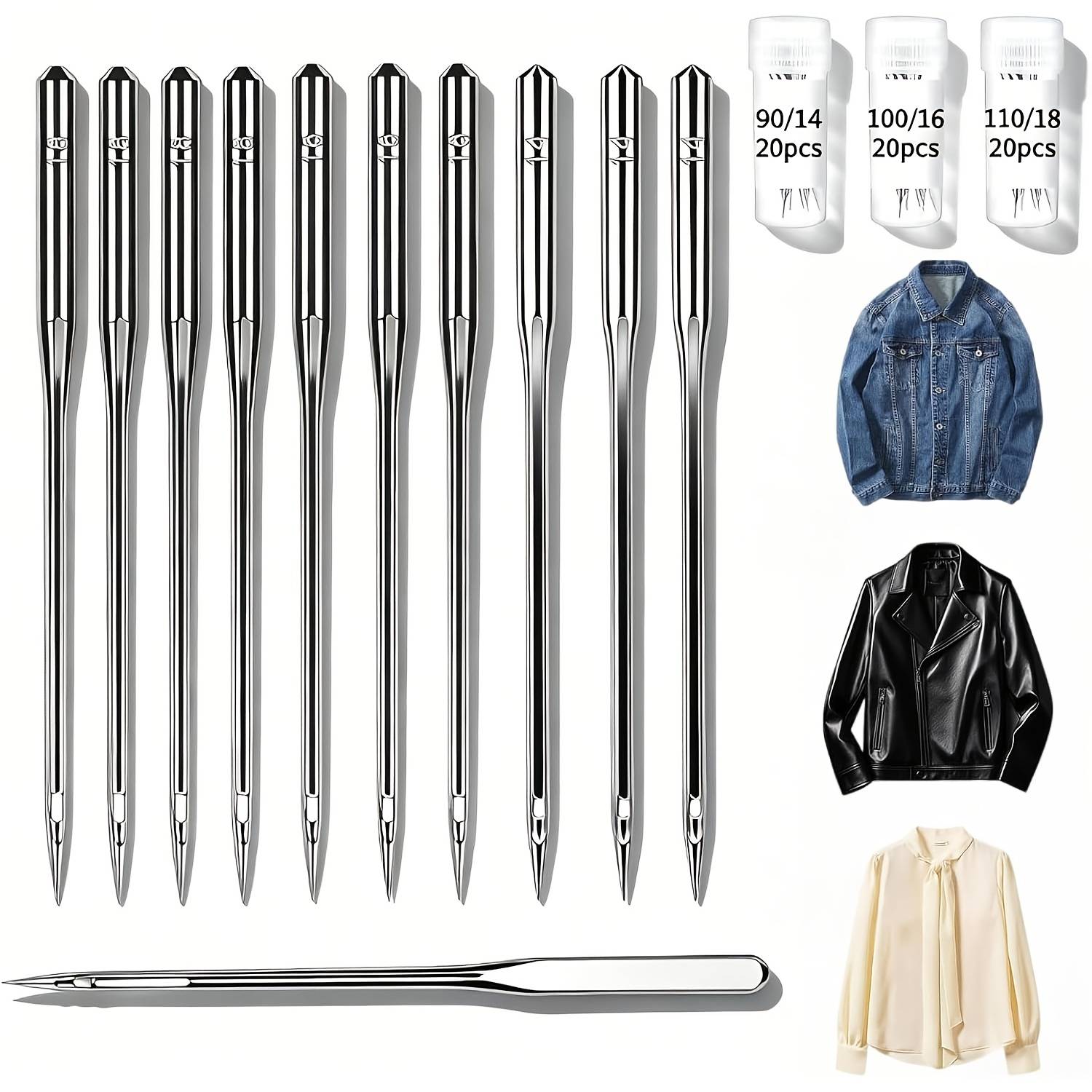 60pcs Heavy Duty Sewing Machine Needles Size Hax1 110/18,100/16,90/14,quilting Sewing Machine Needles For Thick Fabric Leather Jeans Canvas Embroidery,compatible With Kind Of Sewing Machine