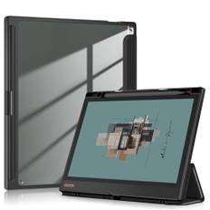 TOPCASE Hülle für BOOX Tablet Note Air4 C 10.3/Note Air 3 C und B/W E Ink Tablet 10.3 Zoll ePaper 2023 mit Pen Halter,Klar Transparente PC-Rückseite,TPU Stoßfestes Ständer Schutzhülle,Schwarz