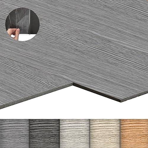 LZQ PVC-golvbeläggning, vinylgolv, självhäftande, med träeffekt, 72 vinylplattor 10,04 m² golvplattor självhäftande, självhäftande kakel golv slitstark vattentät för vardagsrum kök, ek grå