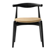 Carl Hansen - CH20, Svartlackad Ek, Lädergrupp C Sif - 90 - Matstolar - Hans J. Wegner - Svart - Trä