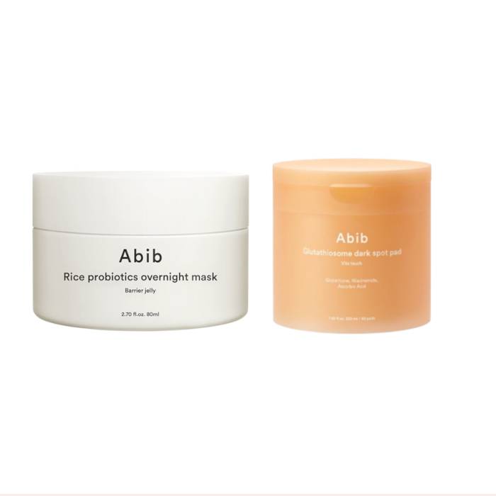Abib - Glutathiosome Dark Spot Pad (1ea) X Rice Probiotics Overnight Mask (1ea) Set - black
