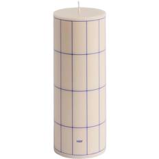 Hay Column Candlemedium-off-white With Blue Grid Check Off-white With Blue Grid Check - Stearinlys hos Magasin