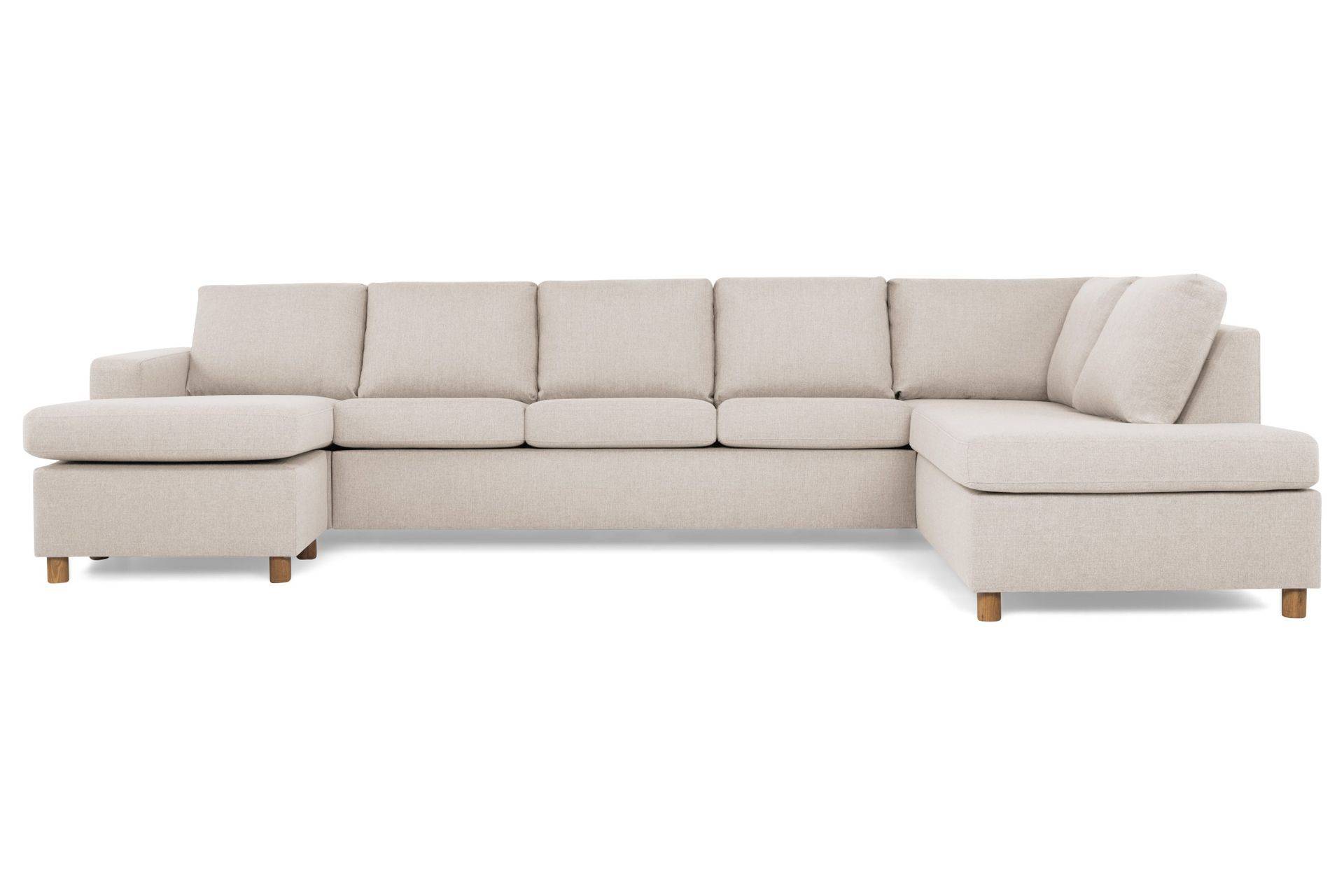 Crazy 5-sits Högervänd U-formad X-Large Soffa med Divan och Schäslong i Tyg Beige