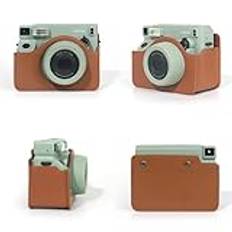 Förvaringskameraväska retro kameraväska för Instax Wide 400, PU-läderfodral skyddande kamerafodral med axelrem, Brun, Förvaringskameraväska retro kameraväska för Instax bred 400