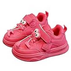 Ljusskor vuxen vår och sommar barn och småbarn skor pojkar och flickor golv sport platta sulor ljus och bekväm solid färg krok slinga eleganta sneakers pojke, Het rosa, 31 EU