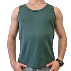 STONES Herren Tank Top Baumwoll-Shirt Rundhals-Top Achsel-Shirt Unterhemd Grün