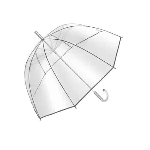 Gennemsigtig paraply – Klassisk dome-form med buet håndtag