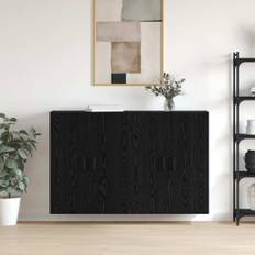 vidaXL Væghængte skabe 2 pcs Sort eg 69.5 x 34 x 90 cm Konstrueret træ