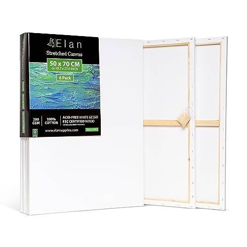 Elan spända målardukar 50x70 cm, 6-pack stor målarduk för målning 280 g/m²