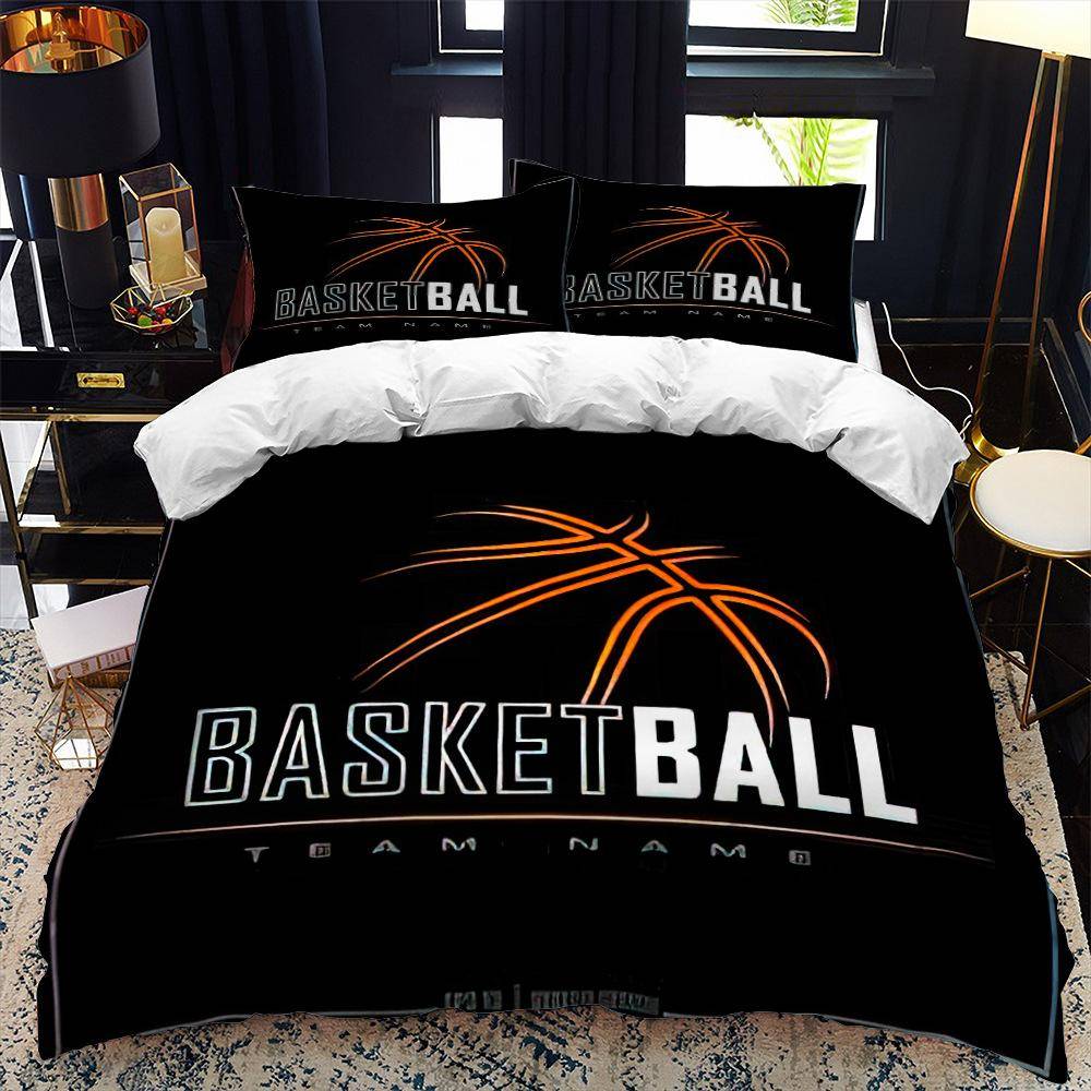 Barn Basketboll Påslakanset 3D King Queen Size Coolt Sporttema För Barn Barn Tonåringar Boll Spel Polyester Sängklädesset US Twin(172x218cm)